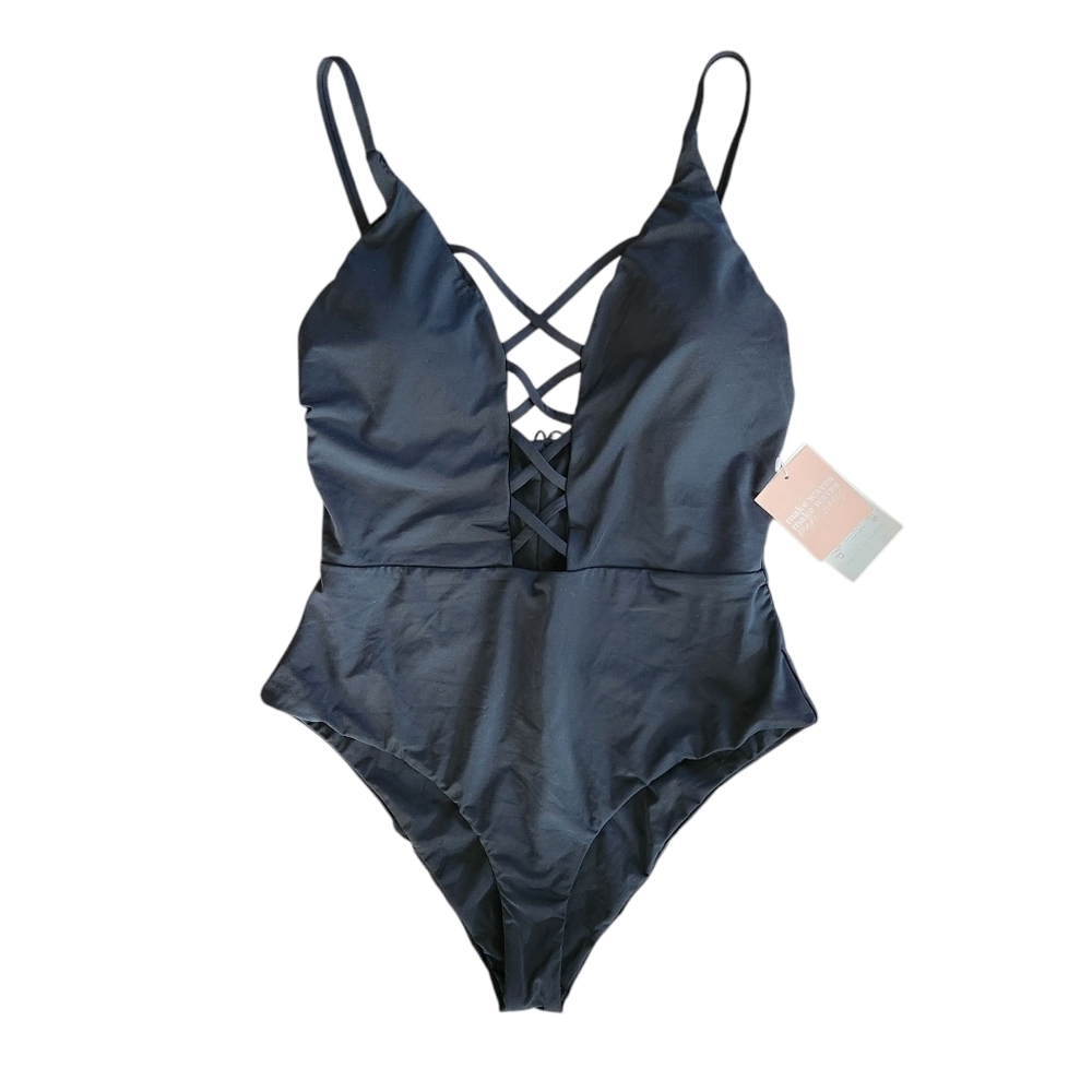 Black Strappy One-Piece Swimsuit